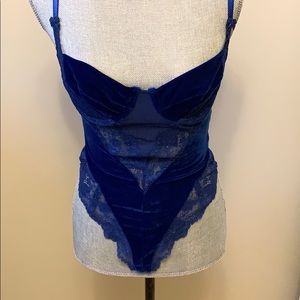 Midnight blue one piece thong body suit lingerie